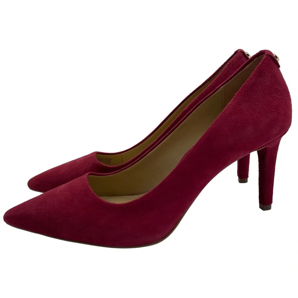 Michael Kors Women's Pumps Red Suede Leather Heels Point Toe Designer Size 9